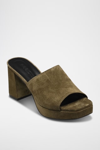 Nubuck Muiltjes met Hak Julia 5 - Kaki