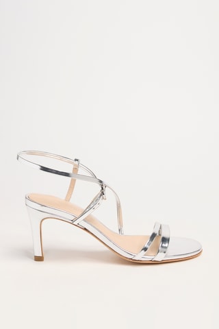 Leren Sandalen met Hak Bella - Zilverkleurig
