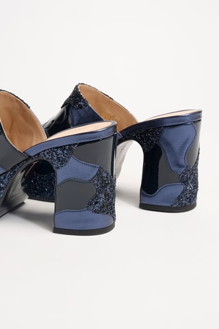 Leren Muiltjes met Hak Lola - Marineblauw