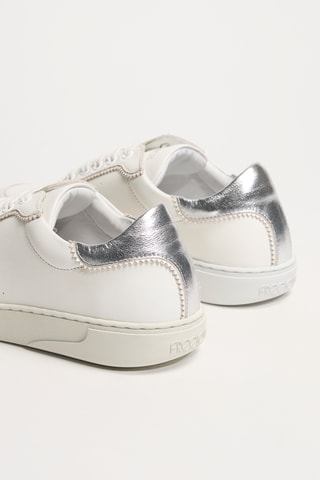 Kalfsleren Sneakers Roma - Wit en Zilverkleurig
