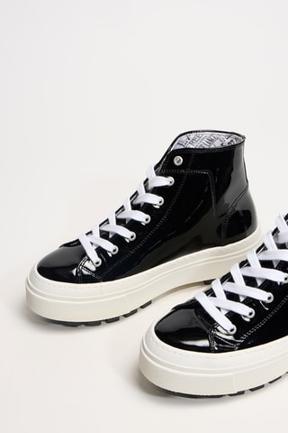 Hoge Lakleren Platform Sneakers - Zwart