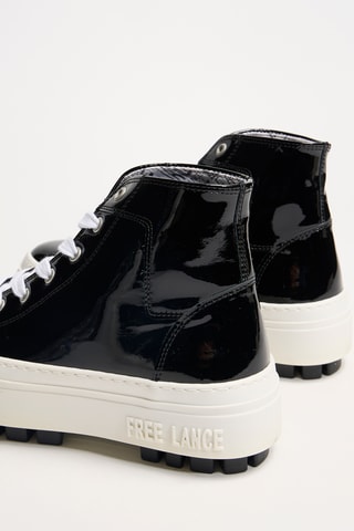 Hoge Lakleren Platform Sneakers - Zwart