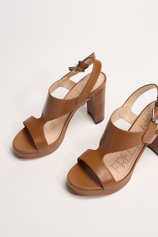 Kalfsleren Sandalen met Hak Elany - Lichtbruin