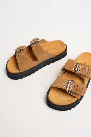 Nubuck Platform Muiltjes Knife - Camel