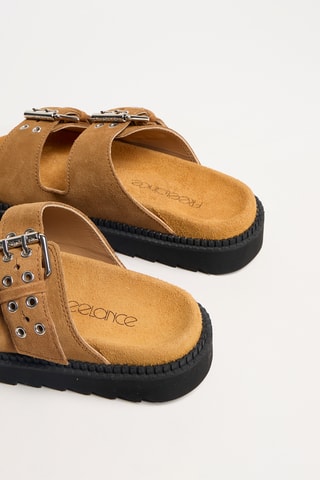 Nubuck Platform Muiltjes Knife - Camel