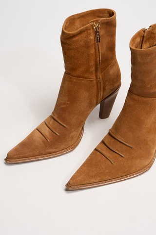 Nubuck Enkellaarzen West - Lichtbruin