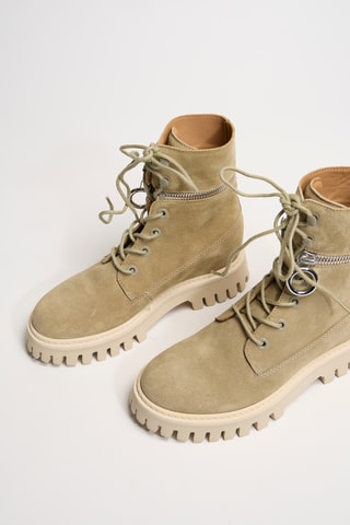 Nubuck Enkellaarzen Juno - Ecru