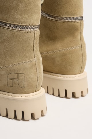 Nubuck Enkellaarzen Juno - Ecru