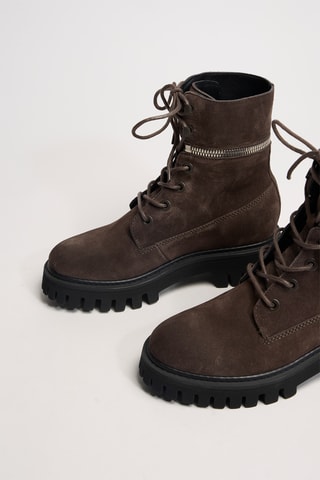Nubuck Enkellaarzen Juno - Donkerbruin