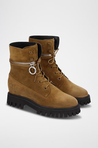 Nubuck Kalfsleren Enkellaarzen Juno - Bruin