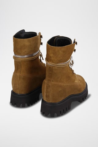 Nubuck Kalfsleren Enkellaarzen Juno - Bruin