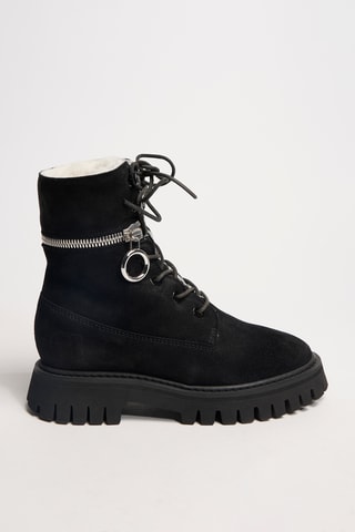 Gevoerde Nubuck Enkellaarzen Juno - Zwart