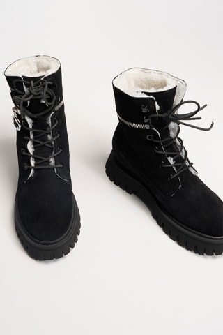 Gevoerde Nubuck Enkellaarzen Juno - Zwart