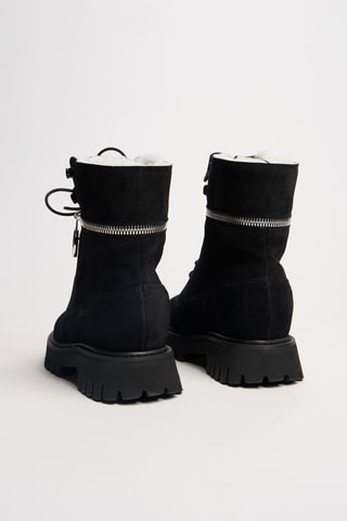 Gevoerde Nubuck Enkellaarzen Juno - Zwart