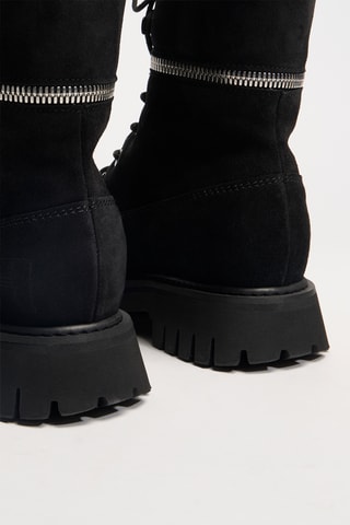 Gevoerde Nubuck Enkellaarzen Juno - Zwart