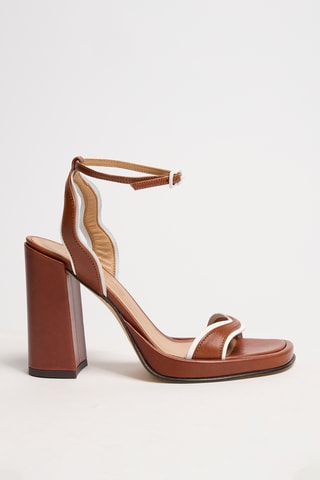 Leren Sandalen met Hak Liza - Bruin
