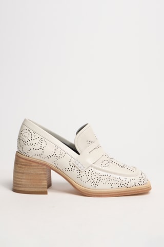 Leren Mocassins met Hak Anaïs - Wit