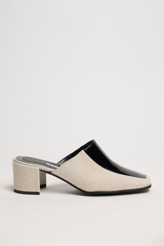 Mules à talons en lin Hana - Gris clair