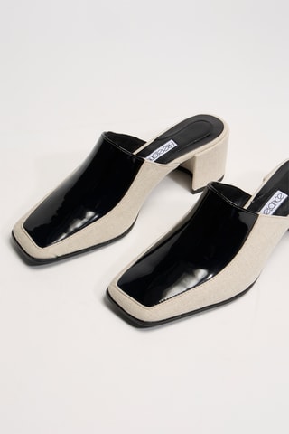 Mules à talons en lin Hana - Gris clair