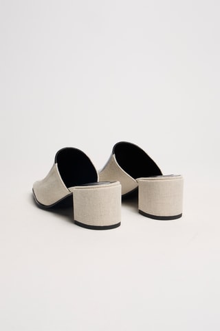 Mules à talons en lin Hana - Gris clair