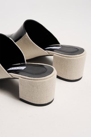 Mules à talons en lin Hana - Gris clair