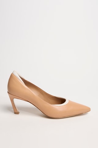 Kalfsleren Pumps La Rose - Camel en Wit