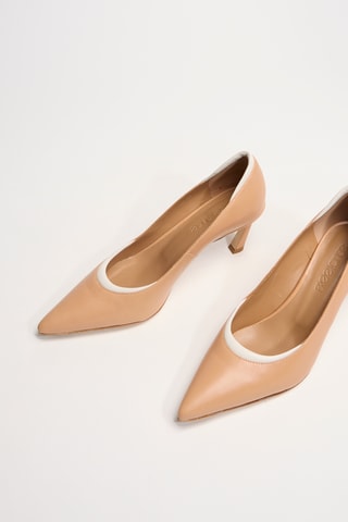 Kalfsleren Pumps La Rose - Camel en Wit