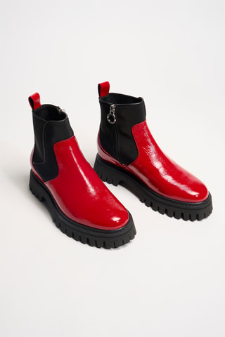 Bottines en cuir verni Oli - Rouge