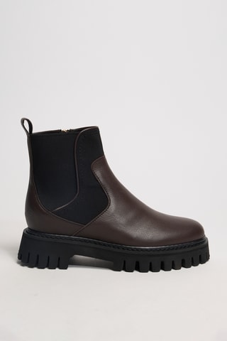 Gekorreld Leren Chelsea Boots Oli - Donkerbruin
