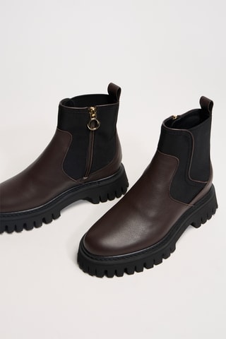 Gekorreld Leren Chelsea Boots Oli - Donkerbruin