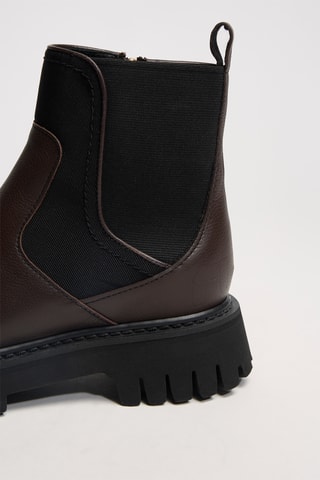 Gekorreld Leren Chelsea Boots Oli - Donkerbruin