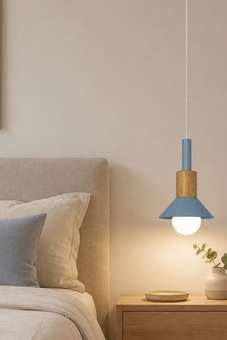 Suspension en bois - Bleu - 40 W