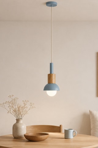 Suspension en bois - Bleu - 40 W