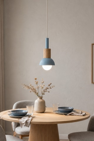 Suspension en bois - Bleu - 40 W