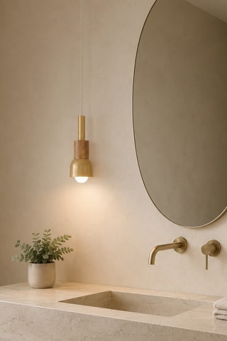 Suspension en bois - Doré - 40 W