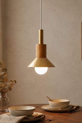 Suspension en bois - Doré - 40 W