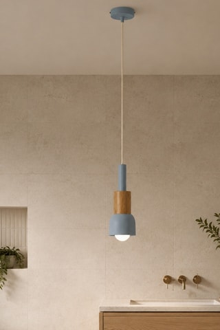 Suspension en bois - Bleu - 40 W