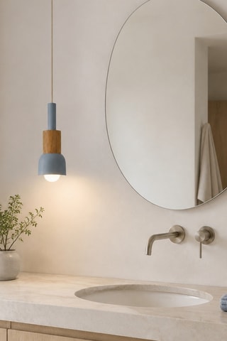 Suspension en bois - Bleu - 40 W