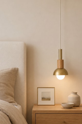 Suspension en bois - Doré - 40 W