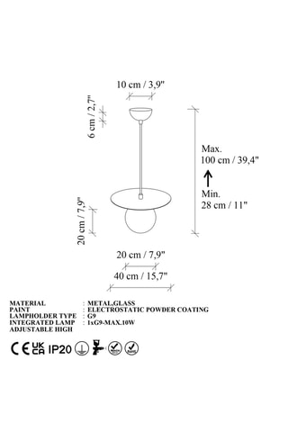 Suspension Vesper - Noir - 10 W