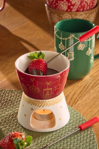Juego de chocolatera Natale Sweet Christmas de gres - 3 piezas
