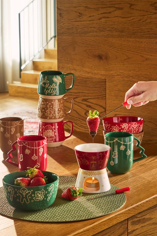 Juego de chocolatera Natale Sweet Christmas de gres - 3 piezas
