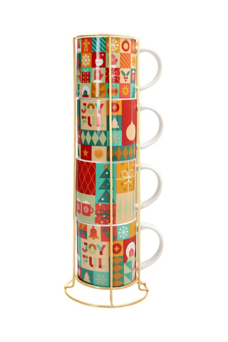 4 tazas de porcelana Xmas Wrap - 37 cl