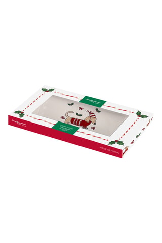 Plato llano rectangular de gres Merry Doxie! - 26 cm