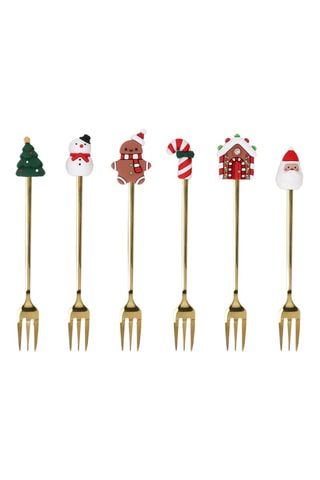 6 tenedores de postre de acero inoxidable Jingle Bites