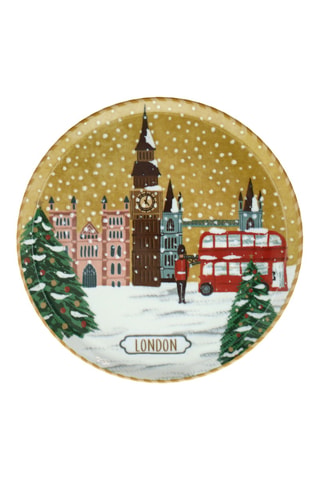 Plato llano de porcelana Cinzia Xmas Postcard Londra - 29 cm