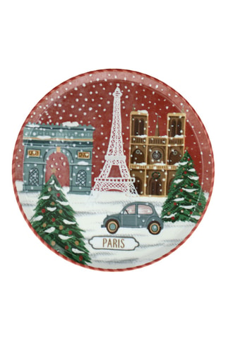 Plato llano de porcelana Cinzia Xmas Postcard Parigi - 29 cm
