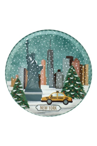 Plato llano de porcelana Cinzia Xmas Postcard New York - 29 cm