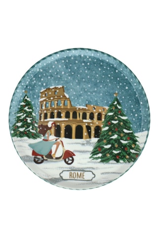 Plato llano de porcelana Cinzia Xmas Postcard Roma - 29 cm
