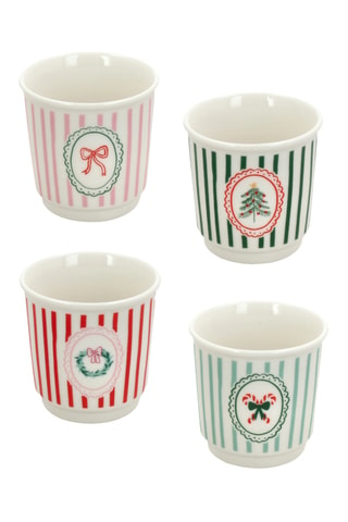 4 tazas de expreso de porcelana New Bone China Jolly Lines - 10 cl